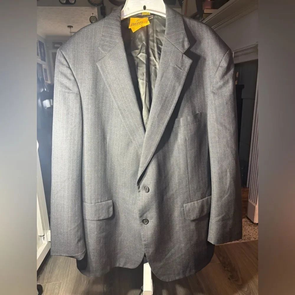 John Weitz Palm Beach Gayfers Classic Men's Gray Pinstripe Blazer EPC
